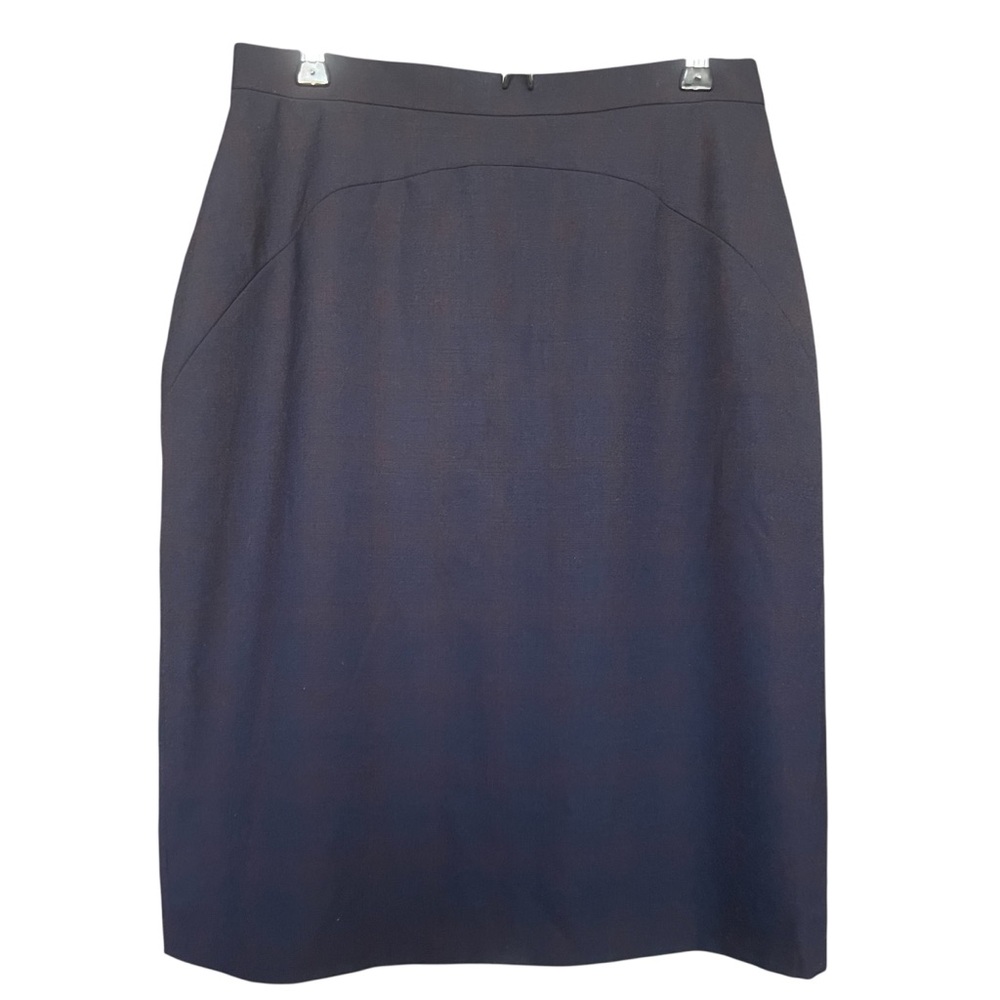 REISS Hidden Checked Pencil Skirt Navy/Dark Red SZ 6 Classic Preppy Minimalist